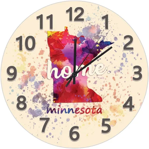 Vista 117 de UFunhome Reloj de pared con mapa del estado de Nevada, acuarela, Estados Unidos, reloj redondo de madera, funciona con pilas, silencioso, sin