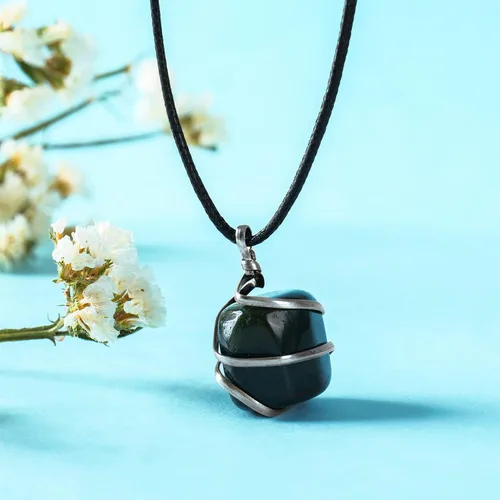 Vista 59 de PYOR Collar con colgante curativo de Reiki de cristal, gemas de buena suerte, prosperidad, riqueza, piedras preciosas naturales, collares de buena