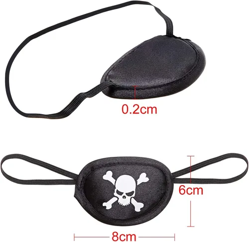 Vista 2 de Pirate Eye Patches Black Captain Kids Satin Pirate Party Favors for Halloween Kids Adults One Eye Skull Patches Eye Masks