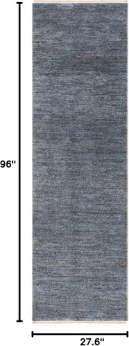 Vista 8 de SAFAVIEH Lasa Collection - Alfombra para pasillo, 2 pies 3 pulgadas x 8 pies, color azul y gris, diseño de flecos sólidos, no desprende pelusa