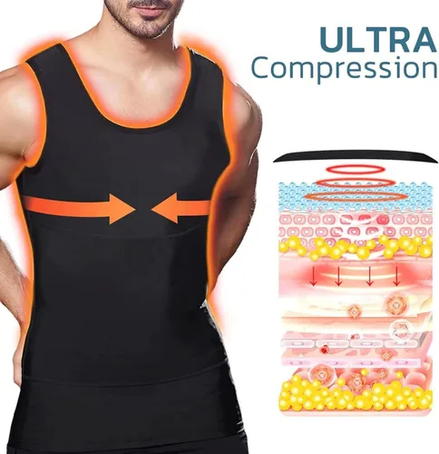 Vista 5 de CGTFY - Camiseta sin mangas de compresión de compresión para hombre, chaleco de compresión para hombre, A
