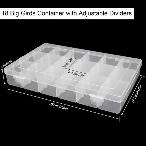 Vista 2 de Paquete de 5 cajas organizadoras de joyas de plástico con 18 correas grandes, estuche organizador de almacenamiento transparente con divisores