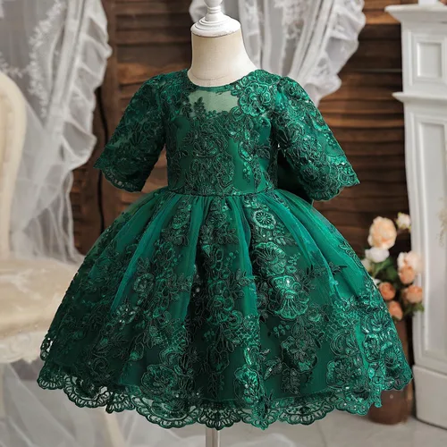 Vista 2 de NNJXD - Vestido de princesa de tul con flores, para usar en bodas, para niñas pequeñas y bebés