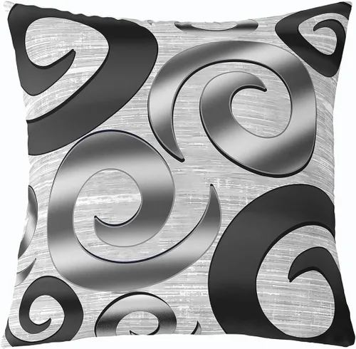 Vista 19 de Funda de almohada moderna con estampado de líneas geométricas de doble cara de 16 x 16 pulgadas, funda de almohada cuadrada suave con remolinos