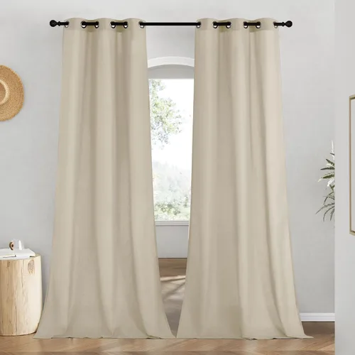 Vista 68 de NICETOWN - Cortinas de lino angora para ventana de cocina sobre el fregadero, con ojales, lino grueso angora, tratamientos cortos para ventanas