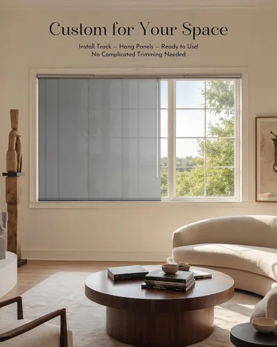 Vista 5 de Graywind Persianas para puertas correderas manuales, hasta 153 pulgadas 5% Gris Apertura
