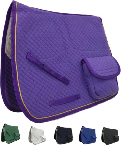 Vista 2 de Derby Originals Dressage and Australian Saddle Pad with Storage Pockets and Half Fleece Lining for Horses Negro
