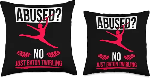 Vista 3 de Baton Twirling & Majorette Dance Designs Baton Twirler Design for Twirling Recitals Throw Pillow, 16x16, Multicolor