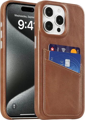 Vista 13 de LUCKYCOIN Funda de piel 100% auténtica tipo cartera para iPhone 13, diseño delgado con tarjetero y funda protectora a prueba de golpes, forro