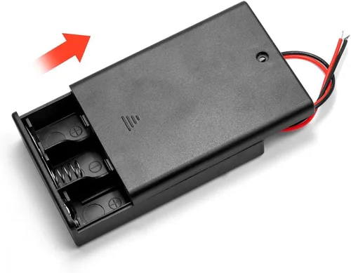Vista 4 de Paquete de 4 soportes de batería 3AA 4.5V con interruptor, 3 soportes de batería AA de 1.5 V con cables e interruptor