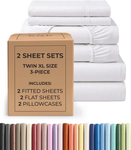 Vista 91 de Pack of 2, Twin Size 3 Piece Sheet Set - Breathable & Cooling - White