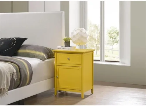 Vista 2 de Glory Furniture Izzy Mesita de noche de madera maciza con 1 cajón/1 puerta, color amarillo