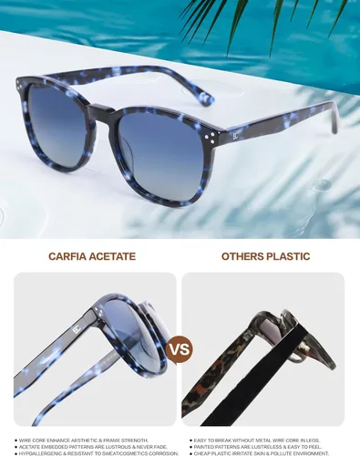 Vista 54 de Gafas de sol polarizadas para mujer con protección UV para mujer, a la moda, grandes sombras con marco de acetato BC2110