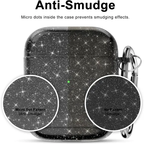 Vista 2 de Svanove Funda para Airpods Transparente con Purpurina, Funda Brillante y Bonita para Airpods de 1ª y 2ª Generación con Llavero, Carcasa Rígida