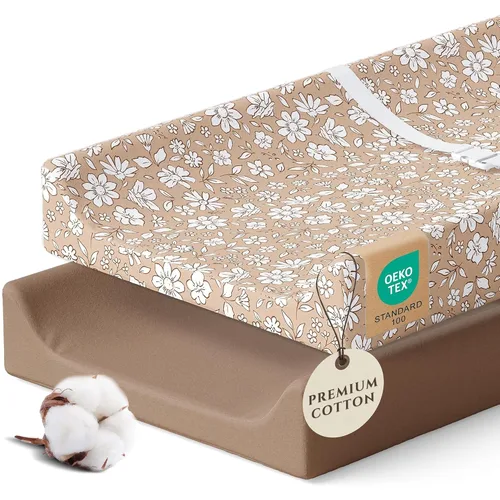 Vista 10 de Pobi - Funda para cambiador de bebé para niñas, algodón suave, paquete de 2 (flores)