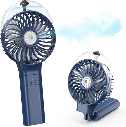 Vista 8 de COMLIFE Ventilador de nebulización portátil de mano, funciona con batería recargable de 3000 mAh, plegable de 180°, mini ventilador personal