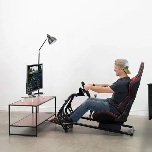 Vista 9 de VIVO Racing Simulator Cockpit with Wheel Stand, Gear Mount, Chair and Frame Only, Fits Logitech, Thrustmaster, Fanatec, Compatible with Xbox One