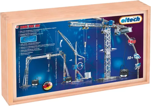 Vista 5 de Eitech Kit de construcción de grúa motorizada de lujo de la serie exclusiva, introducción a la ingeniería y el aprendizaje STEM, acero