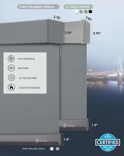 Vista 6 de Yoolax Persianas solares motorizadas que filtran la luz, persianas inteligentes con control remoto, funcionan con Alexa, persianas enrollables