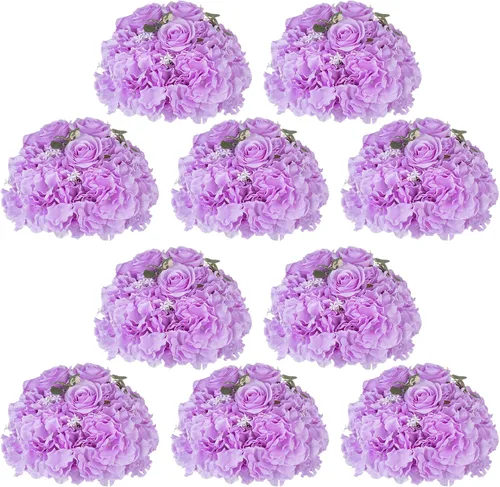 Vista 36 de NUPTIO Ramo de Arreglo de Bolas de Flores - 10 Piezas de 14.2 pulgadas de Diámetro Bolas de Flores Falsas Rosas Rosadas para Centros de Mesa