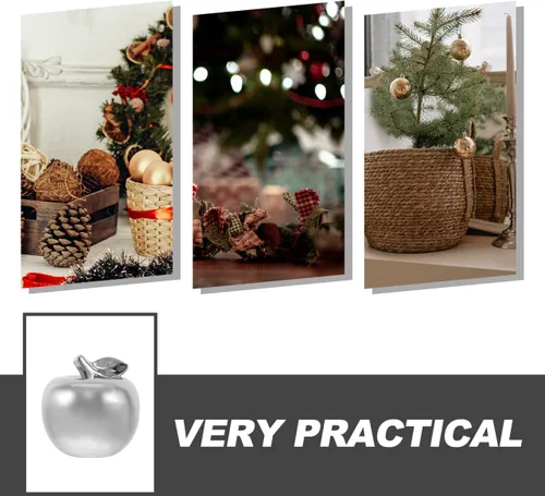 Vista 9 de BESPORTBLE Adorno de manzana de cerámica, estatua de fruta de porcelana para estantería de Navidad, oficina, decoración del hogar (plateado)