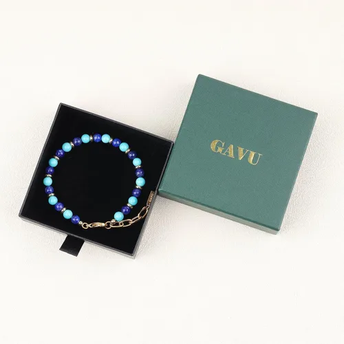Vista 7 de GAVU Pulsera de cuentas de acero inoxidable para hombre