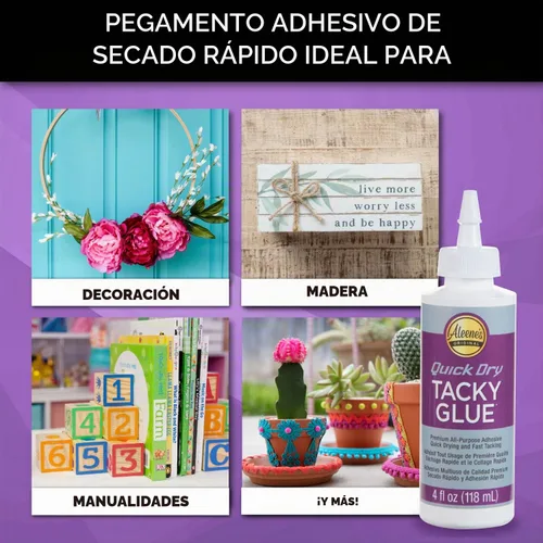 Vista 6 de Aleene's Pegamento pegajoso de secado rápido, accesorio multiusos premium, secado rápido y pegado rápido, 4 onzas líquidas, paquete de 3