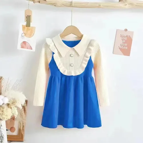 Vista 2 de Toddler Girls Spring and Autumn Cute Sweet Baby Dresses Loog Sleeve Outfit for 3 to 8 Years Clothes Girl 6 Years