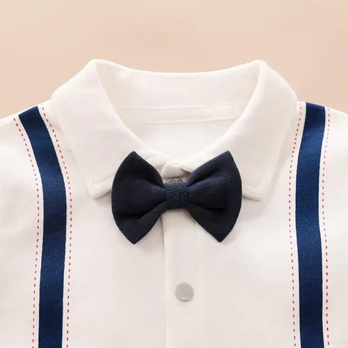 Vista 4 de PATPAT Mameluco de caballero para bebés y niños con pajarita para recién nacidos, trajes formales para bebés de 0 a 18 meses