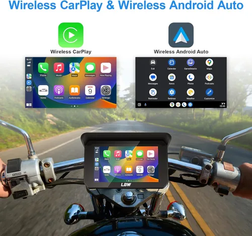 Vista 2 de LBW Carplay de motocicleta de 5 pulgadas con Dash Cam y TPS, Android Auto, cámara frontal y trasera HD 1080P (chip IMX307), sensor G, pantalla