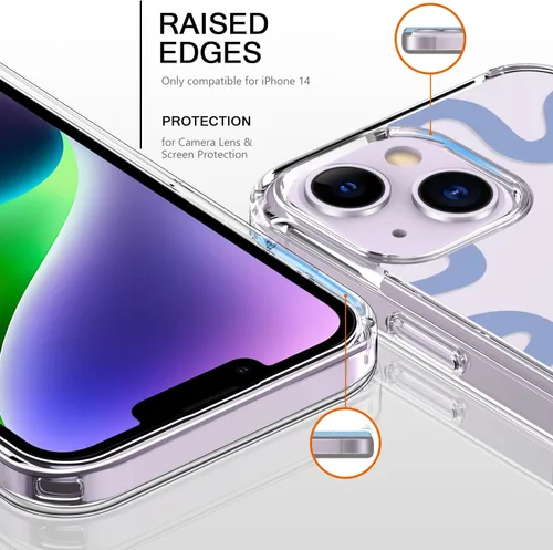 Vista 2 de bicol Funda para iPhone 14 con diseños claros y modernos para mujeres y niñas, [con protector de pantalla] ajuste delgado, a prueba de golpes, funda
