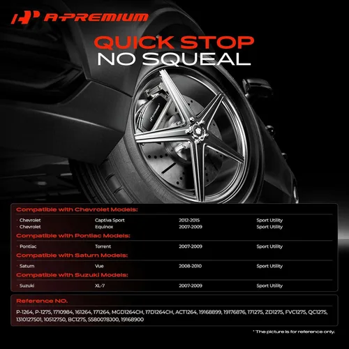 Vista 2 de A-Premium Juego de pastillas de freno de cerámica delanteras y traseras compatibles con los modelos Chevy, Pontiac, Saturn y Suzuki, Captiva