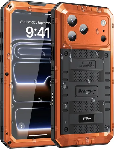 Vista 24 de Beasyjoy Funda impermeable para iPhone 13, funda de metal con protector de pantalla integrado, resistente protección de cuerpo completo, grado
