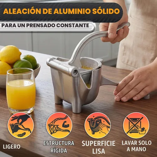 Vista 3 de Exprimidor de mano, exprimidor de limón grande, prensa manual de la mano Plateado