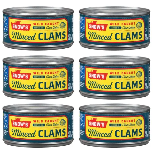 Vista 7 de Snow's Almejas Cortadas Silvestres Enlatadas, Lata de 6.5 oz - 5g de Proteína Por Porción - Sin Gluten, Apto para Keto, 99% Libre de Grasa