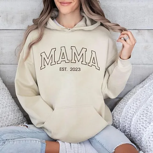 Vista 4 de IZI POD Sudadera bordada personalizada para mamá, sudadera personalizada, sudadera para mamá, regalo para el día de la madre