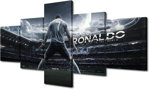 Vista 18 de TUMOVO Lienzo decorativo para pared, cuadro de Cristiano Ronaldo, cuadros de club de fútbol, impresiones en lienzo, póster de arte de pared, arte