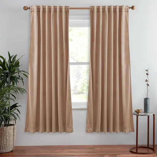 Vista 71 de StangH Cortinas 100% opacas, color beige, terciopelo suave y grueso, cortinas para ventana de dormitorio, forro blanco, cortinas con aislamiento