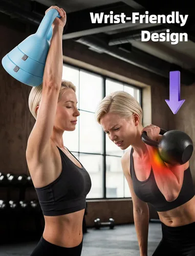 Vista 7 de Adjustable Kettlebell, 5lb 9lb 15lb Kettlebell Weights Set, Ergonomic Design & Wide-Handle for Home Gym, Full-Body Workouts Strength Training and
