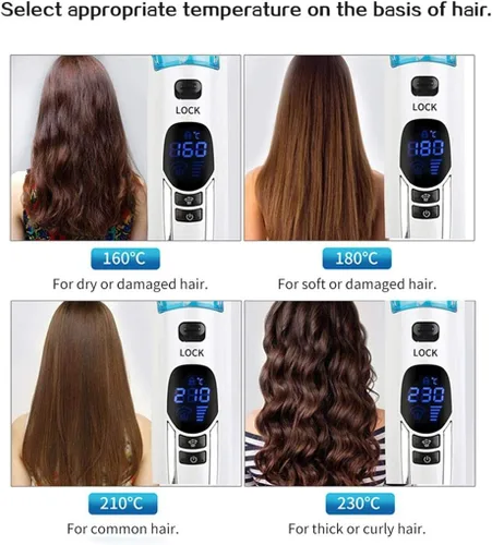Vista 6 de Generic Cepillo de peine alisador de pelo, plancha de cerámica profesional para cabello lacio al vapor, temperatura ajustable