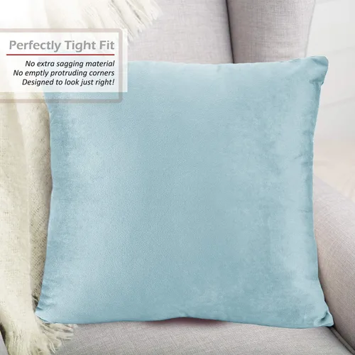 Vista 2 de Nestl Juego de 2 rellenos de almohada con terciopelo suave y sólido, juego de fundas de almohada cuadradas decorativas para sofá, automóvil Azul