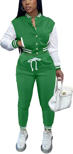 Vista 20 de Fooullaide - Chaqueta varsity para mujer con sudadera, conjunto de 2 piezas, sudadera con capucha, chaqueta de botones estilo letterman, conjunto