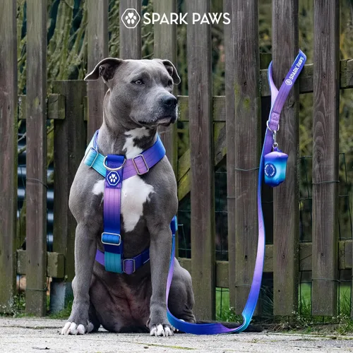 Vista 9 de Spark Paws Arnés para perro sin tirones con asa para perros grandes, arnés resistente para razas grandes y fuertes, ajustable, diseño halter