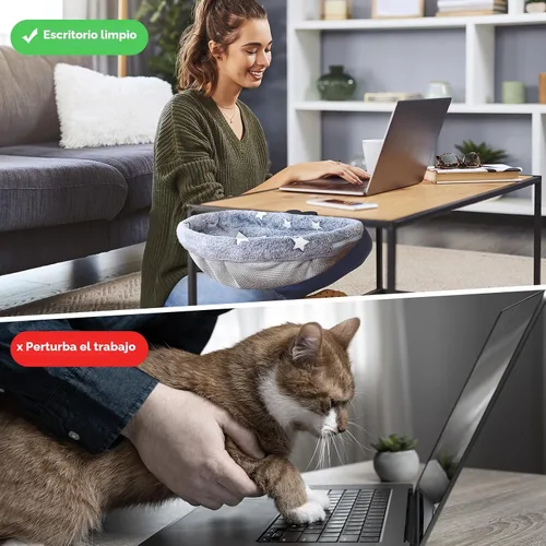Vista 6 de Cama de escritorio para gatos, hamaca de escritorio ajustable para Grisclaro