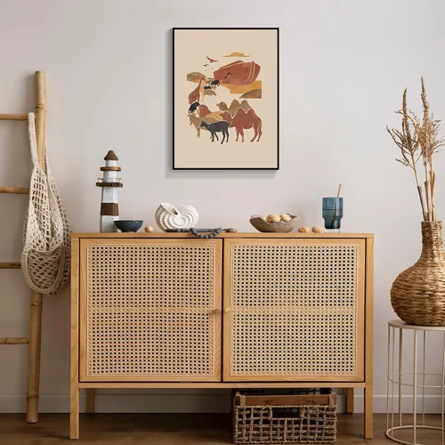 Vista 6 de OAOPIC Póster enmarcado con versículos bíblicos de la Biblia de Noé, arte de pared de historia bíblica cristiana, pintura impresa de escritura