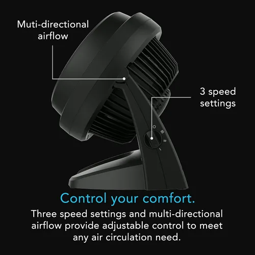 Vista 7 de Vornado 7803 Ventilador circular de aire con pedestal grande para habitación entera con altura ajustable, 3 ajustes de velocidad, parrilla extraíble