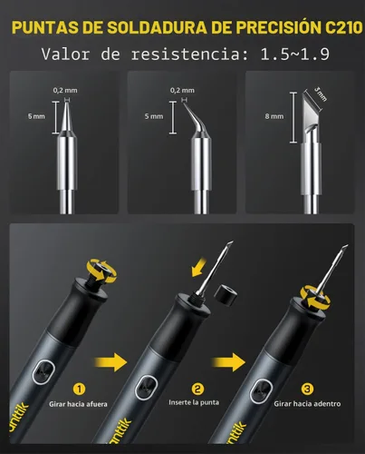 Vista 4 de Kit de soldador Fanttik T1 Max, soldador inalámbrico, calentamiento rápido de 7 segundos (390°F-840℉), auto-descanso, 4 puntas de soldadura