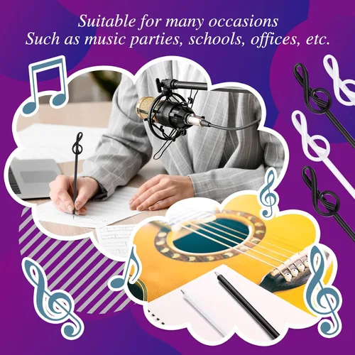 Vista 3 de Lincia 100 bolígrafos de notas musicales a granel, bolígrafos musicales a granel, recuerdos de fiesta temática musical, regalos novedosos para coro