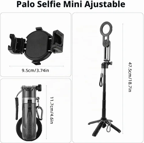 Vista 3 de WOVTE Palo selfie magnético 4 en 1, trípode MagSafe de bolsillo portátil para iPhone con control remoto desmontable, rotación de 360° para iPhone