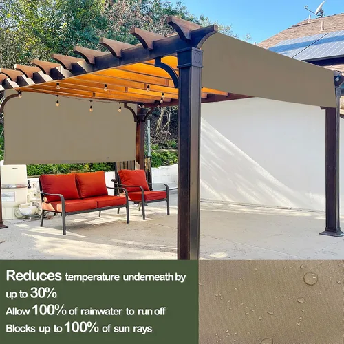 Vista 13 de Alion Home Toldo de repuesto universal impermeable con bolsillo para cortinero para pérgola (12 x 6.5 pies, gris)